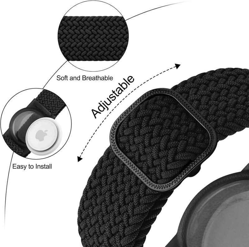 Vanjua Wristband Compatible with Apple AirTag Holder for Kids, Protective Case for Air Tag GPS Tracker Holder with Adjustable Nylon Bracelet Watch Band for Toddler Child (Black) - Image 3